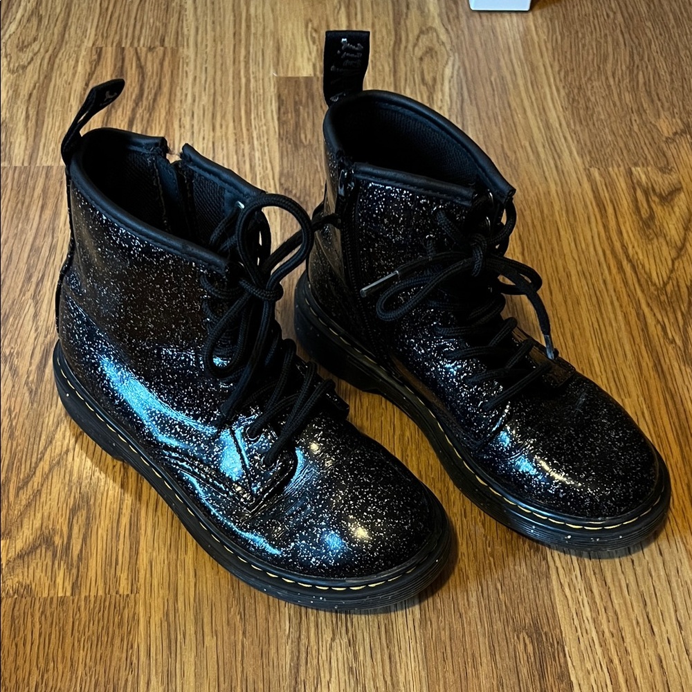 Dr. Martens Black Glitter Kids Boots